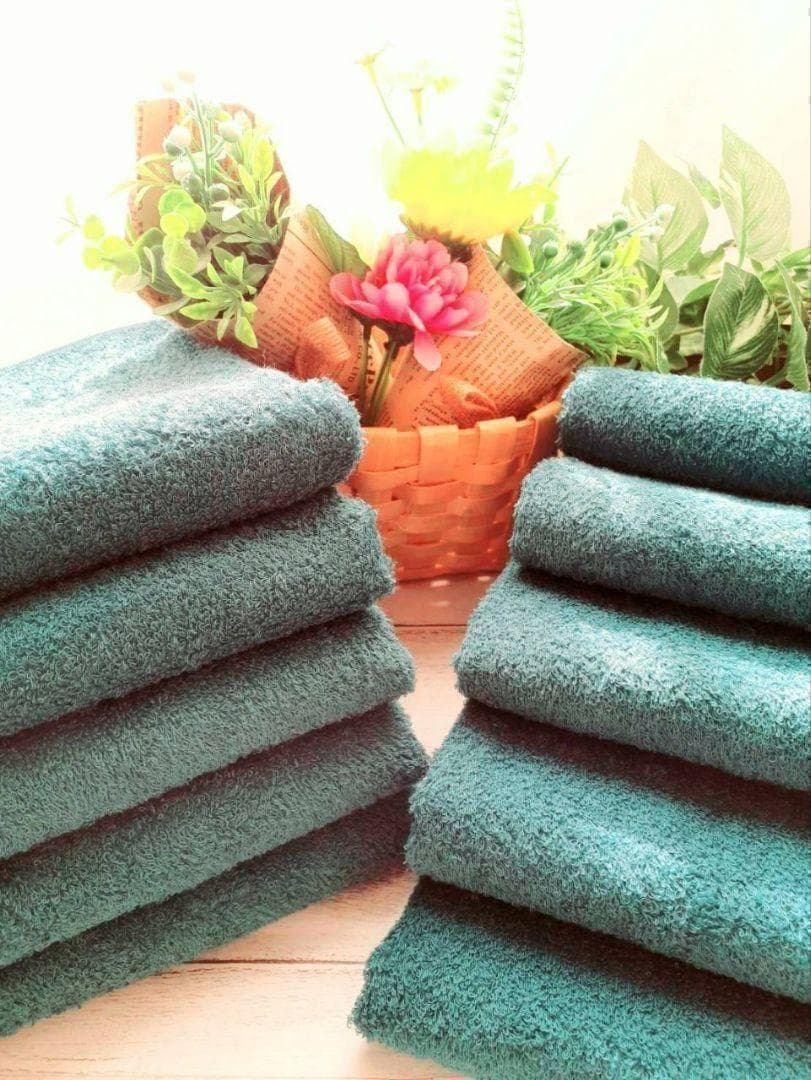 泉州タオル 高級綿糸ジャングルグリーンフェイスタオルセット5枚