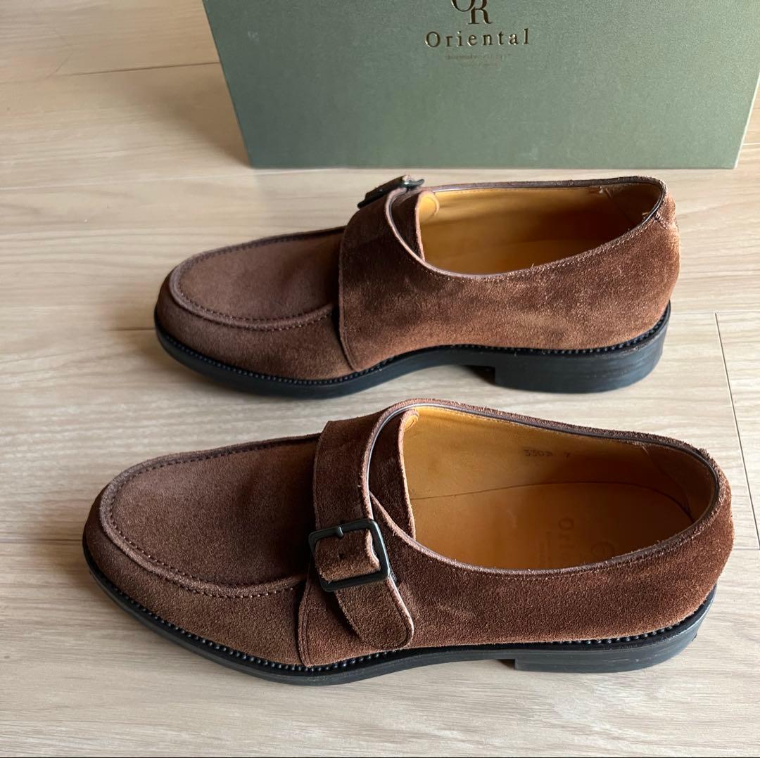 オリエンタルシューメーカー ブラウン スエード シングルモンク 25cm