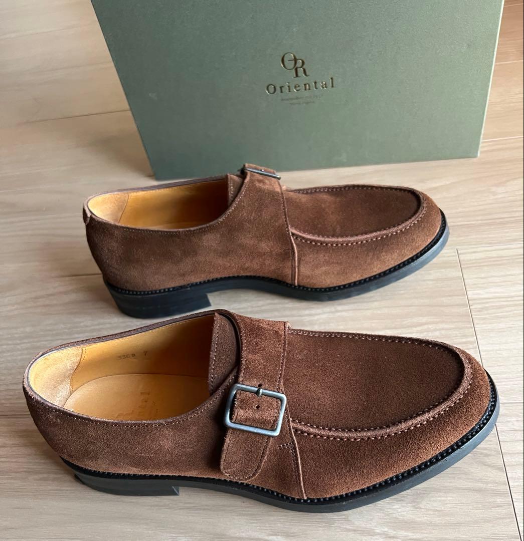 オリエンタルシューメーカー ブラウン スエード シングルモンク 25cm