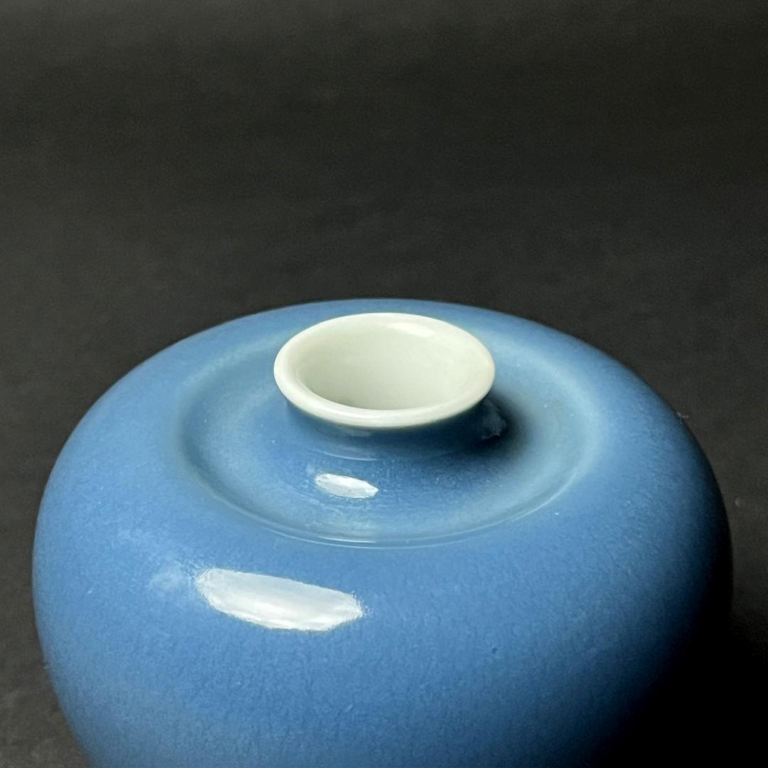 天青釉 天藍釉蘋果尊 大清康煕年製 款 中国美術 古玩