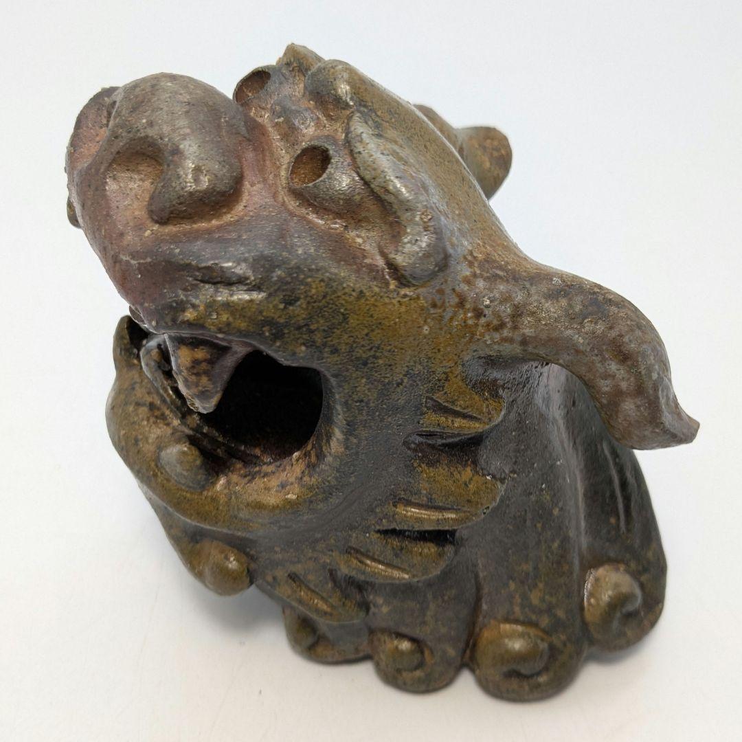 未使用】岡山県重要無形文化財 浦上善次 備前焼 獅子香炉 共箱共布