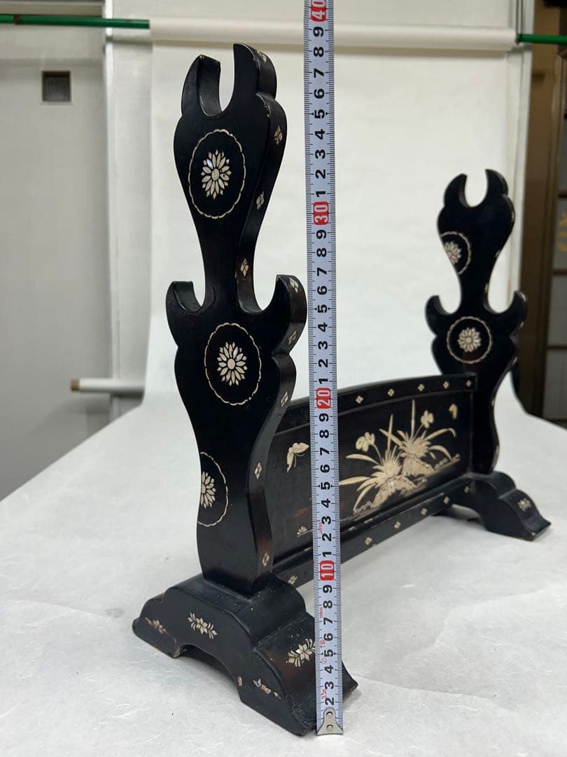 刀掛け 螺鈿　武具　三本掛け　日本刀