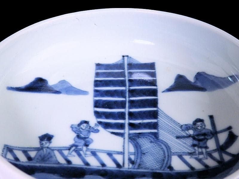 古伊万里 染付 船頭に帆掛け船の図 膾皿 5寸皿 B188AS-CUm - メルカリ