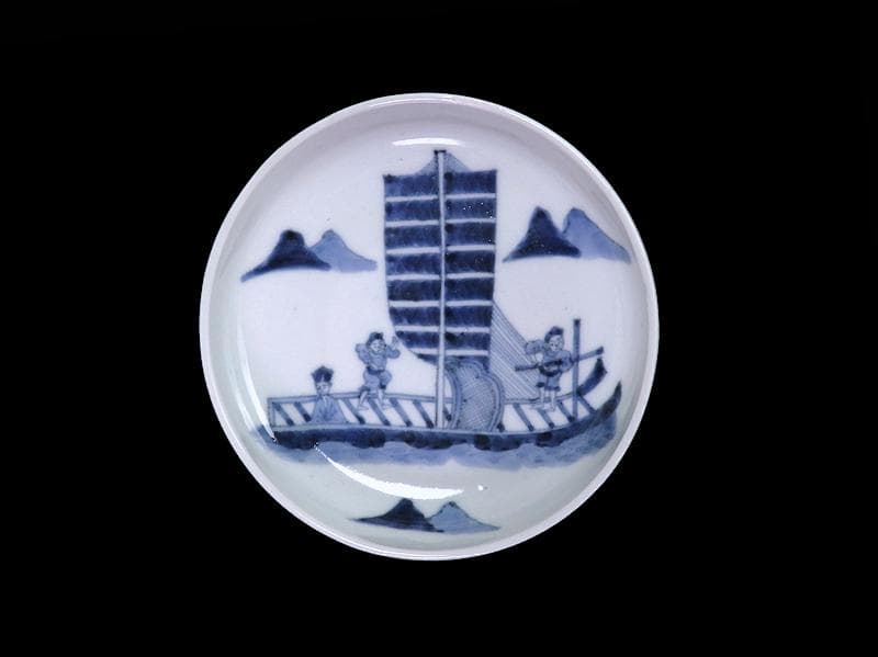 古伊万里 染付 船頭に帆掛け船の図 膾皿 5寸皿 B188AS-CUm - メルカリ
