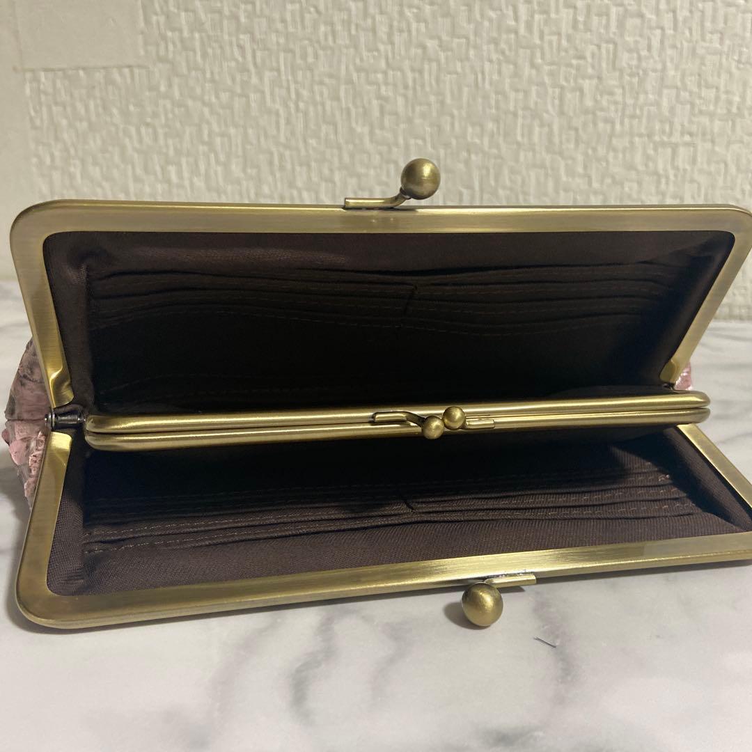 みゆきちゃん　ハンドメイド　ダイヤモンドパイソン本革親子がま口長財布