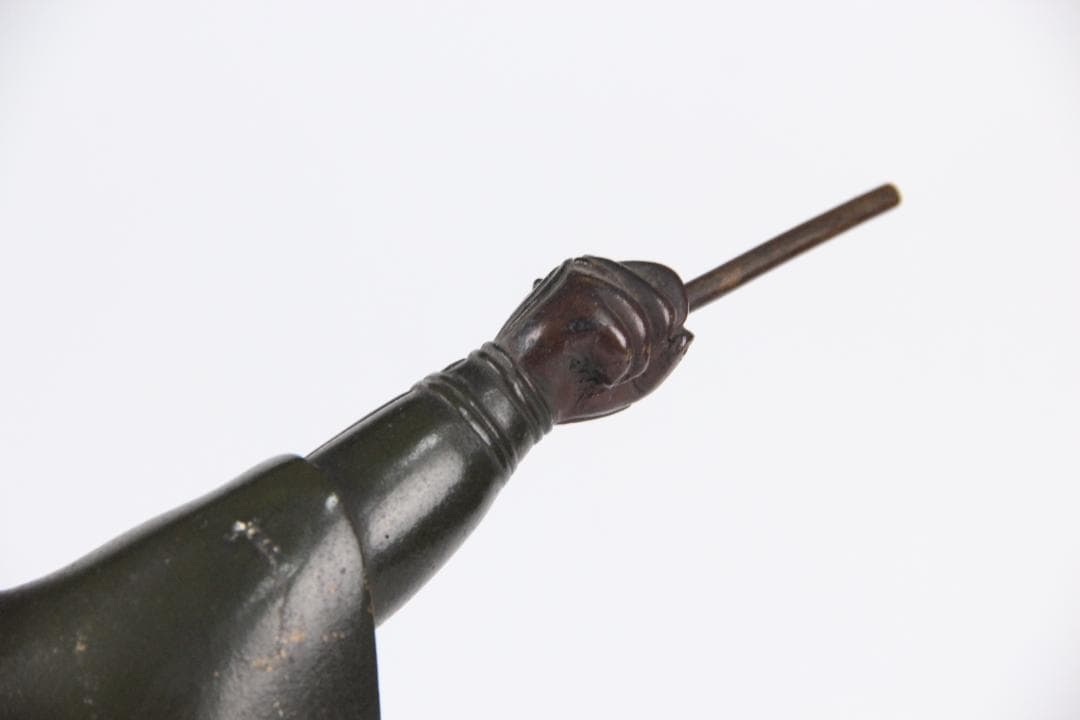 日本美術 銅製武人像 正秀作 細密彫刻 金象嵌 明治期金工 時代物 Eo1-