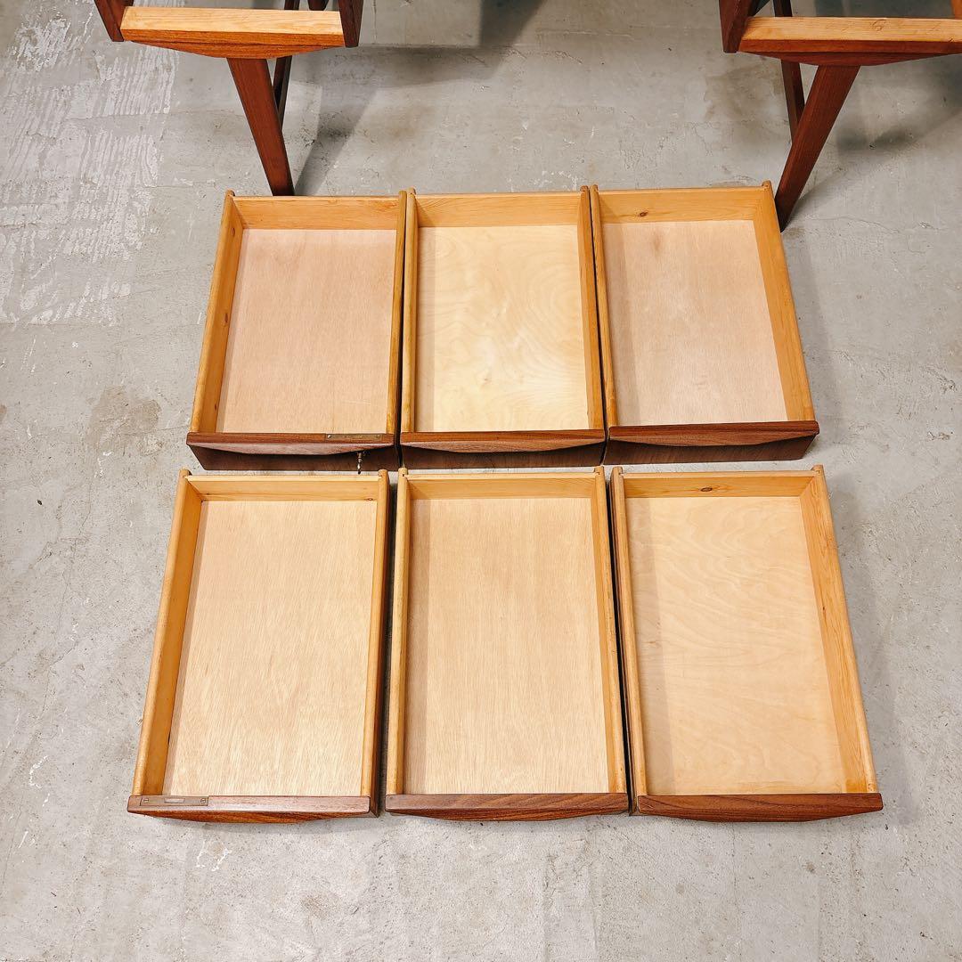 【eveve】デンマーク　チーク材　両袖デスク　北欧家具　北欧ビンテージ