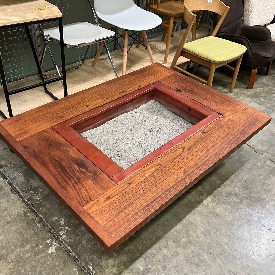 囲炉裏テーブル 火鉢 座卓 銅板 灰付き