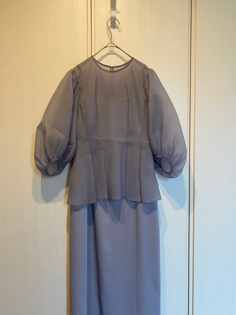 タグ付 URBANRESEARCH ブラウスレイヤードドレス FREE サックス