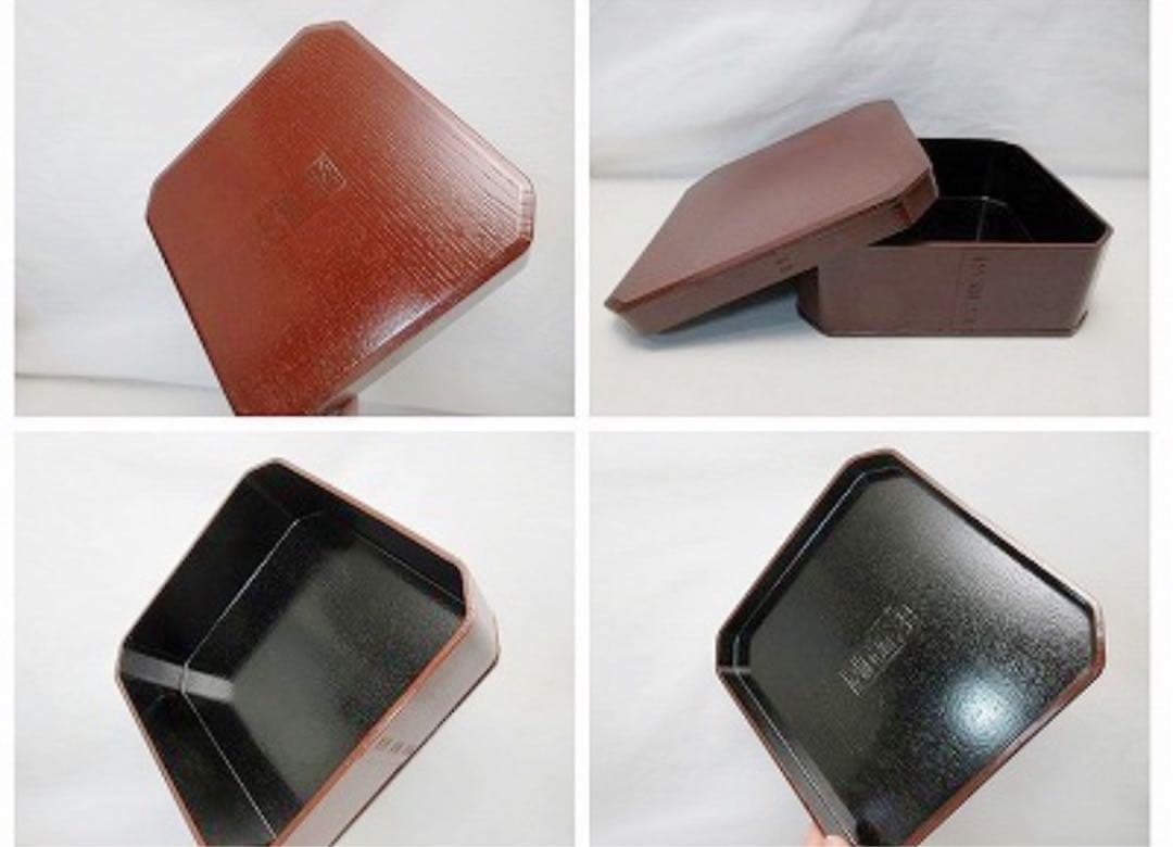 ほぼ未使用 懐石道具 木製 溜塗 大徳寺 弁当 縁高重箱 四客揃 刻印 紙箱