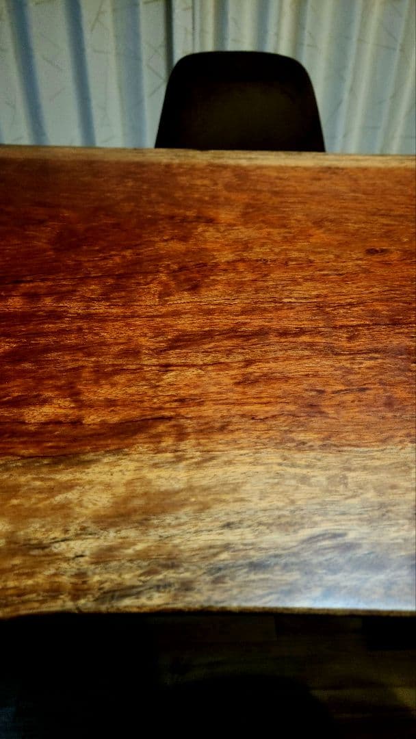 ★アポロ★アトリエモクバ　 ブビンガ(玉杢入り)1枚板ダイニングテーブル