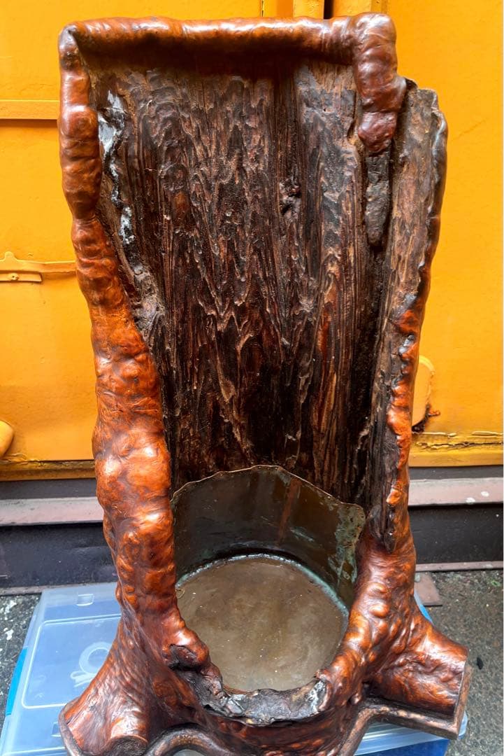 花台 木瘤 茶道具 華道 逸品 自然木 瘤付き 花器・銅根木 古美術