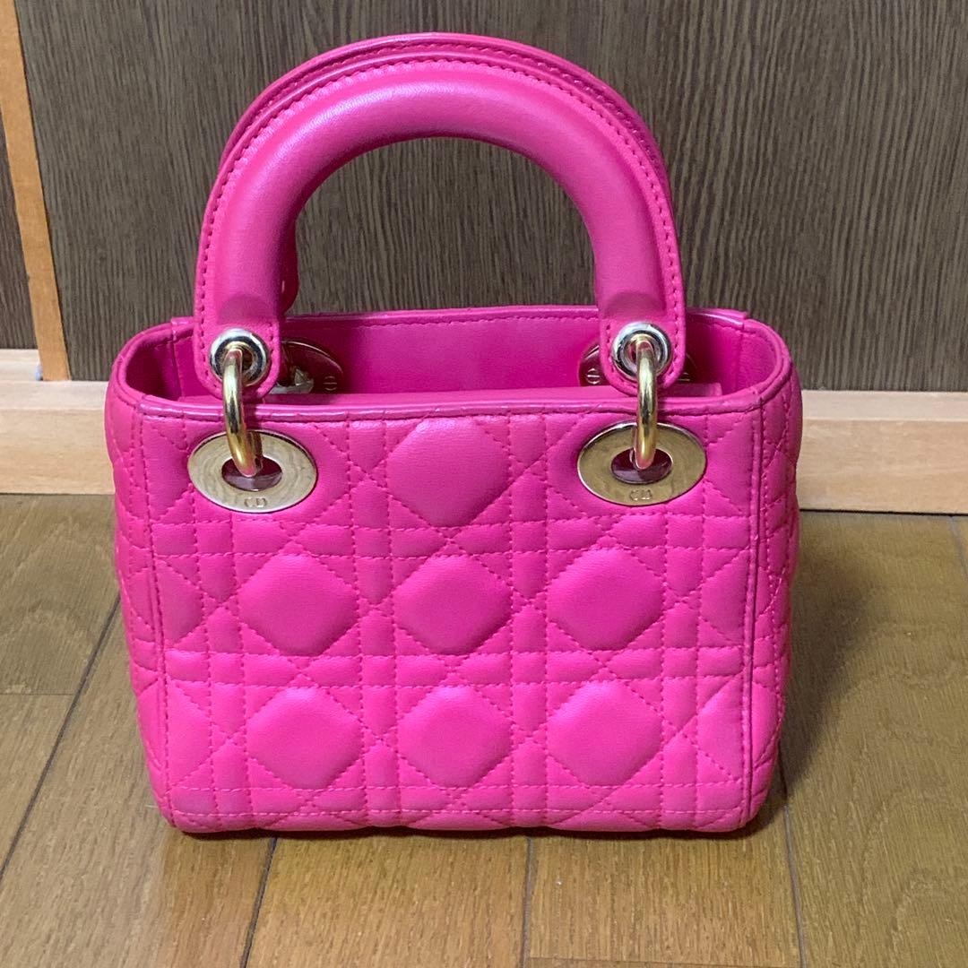 レディディオール　カナージュ ステッチレザー2way ミニハンドバッグ