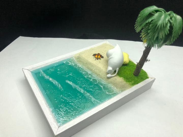 ムーミン　ジオラマ　海辺で寝るムーミン