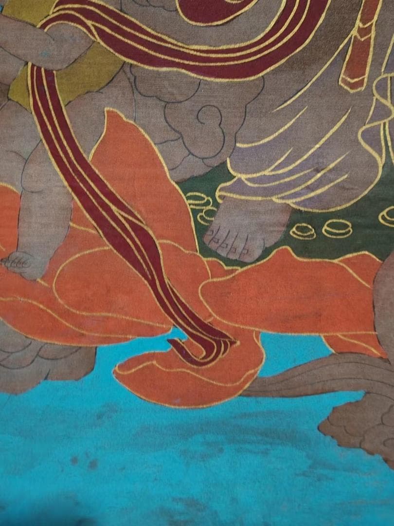 中国古美術・純手描き・画芯・送子觀音画像167x86cm・書画・絹本・仏像・風水