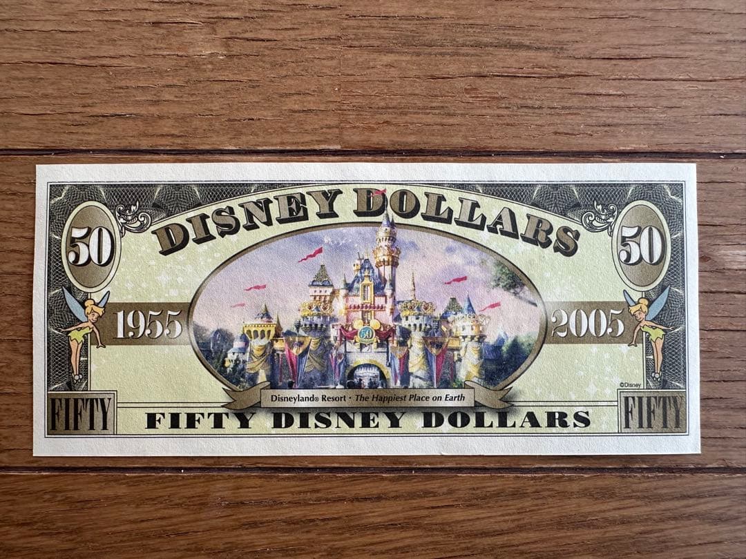 ディズニーダラー　カリフォルニア50周年記念紙幣4枚セット
