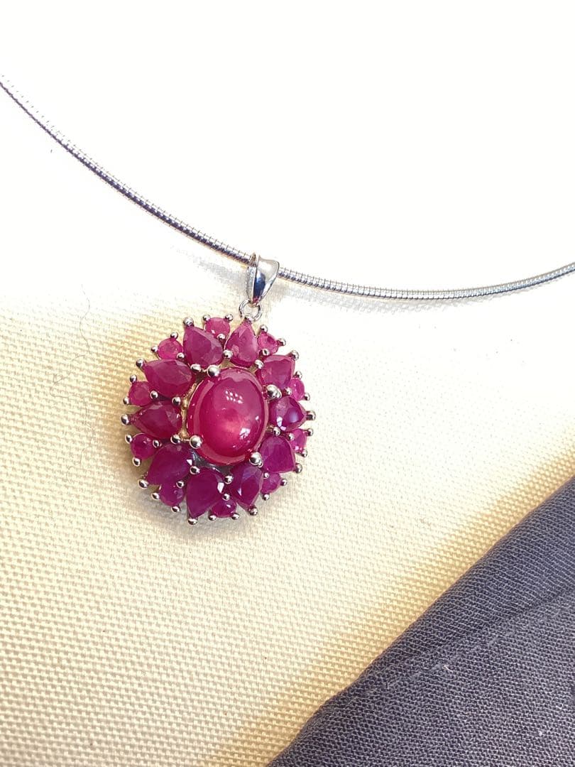 硝*ゴ様 天然ルビーサイズ限定14.5号➕カボションルビーネックレスセット