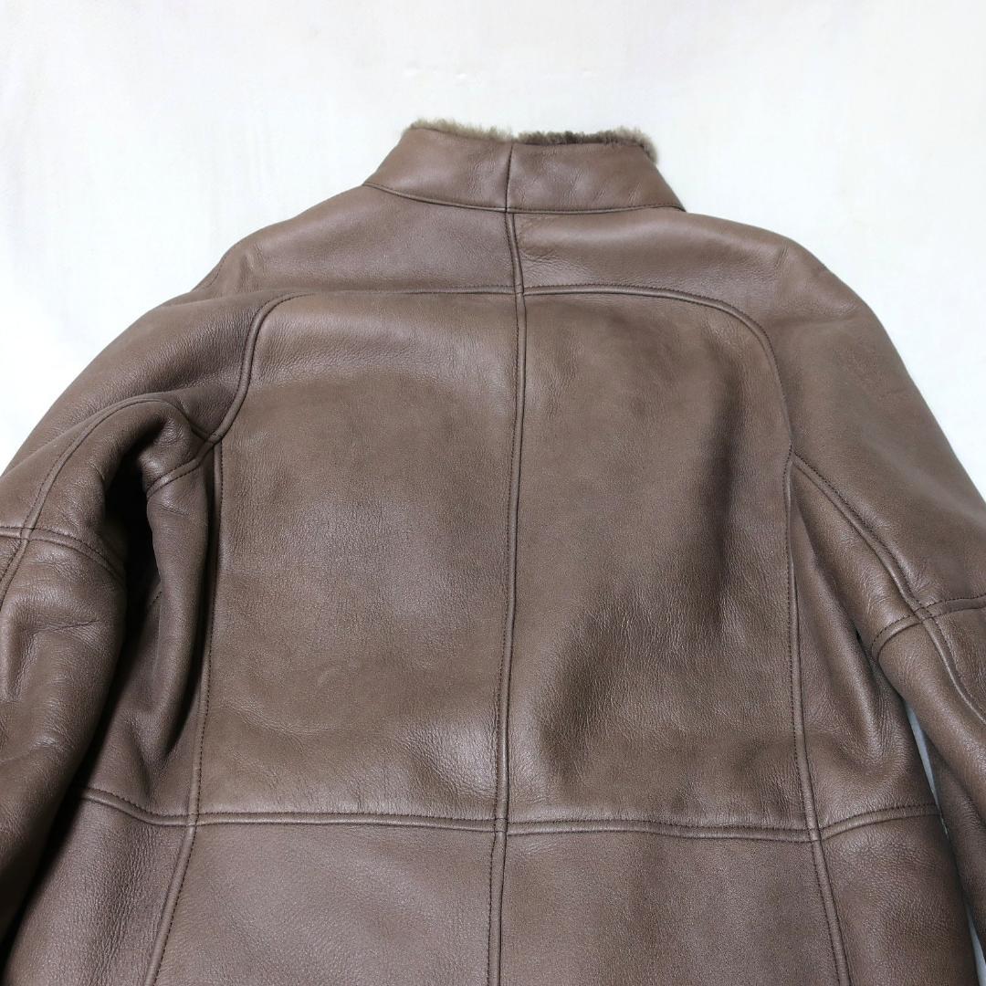 ヴィンテージ メンズスペイン製ムートンコート ラムレザーシアリングコート 茶系