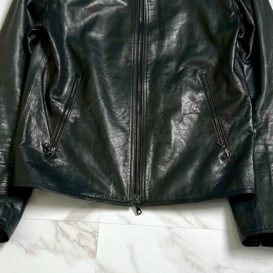 希少 m0851 アニリン シングル ライダース 軽量 薄手レザー ブラック 黒
