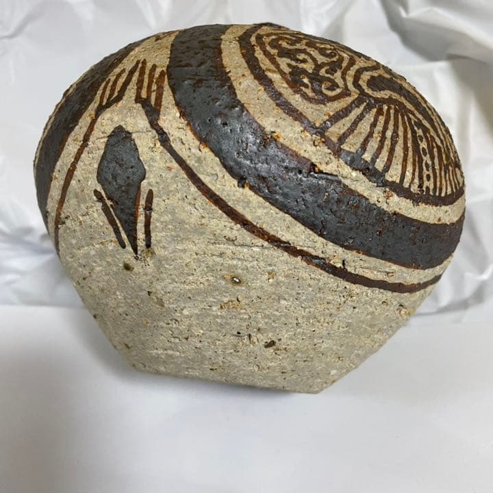 中国 磁州窯 花瓶 瓶 壺 飾り 顔 China 置物 つぼ