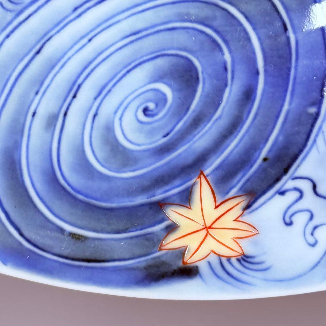 肥前有田　十二代今右衛門造　錦波桜絵文様菓子器　共箱　22cm　国重要無形文化財