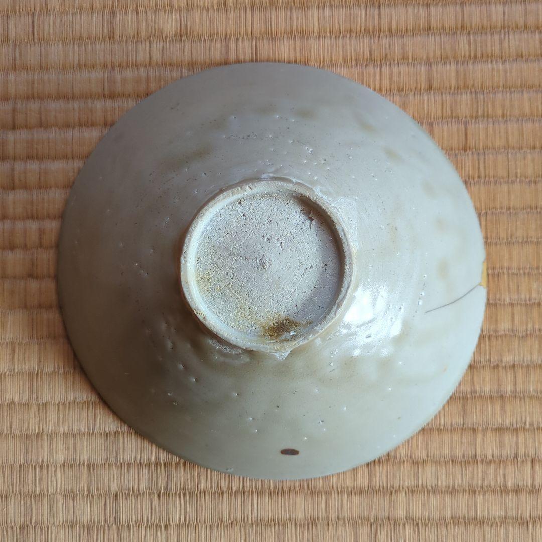 波模様の陶器鉢　木箱入り　金継ぎ　骨董品　古美術