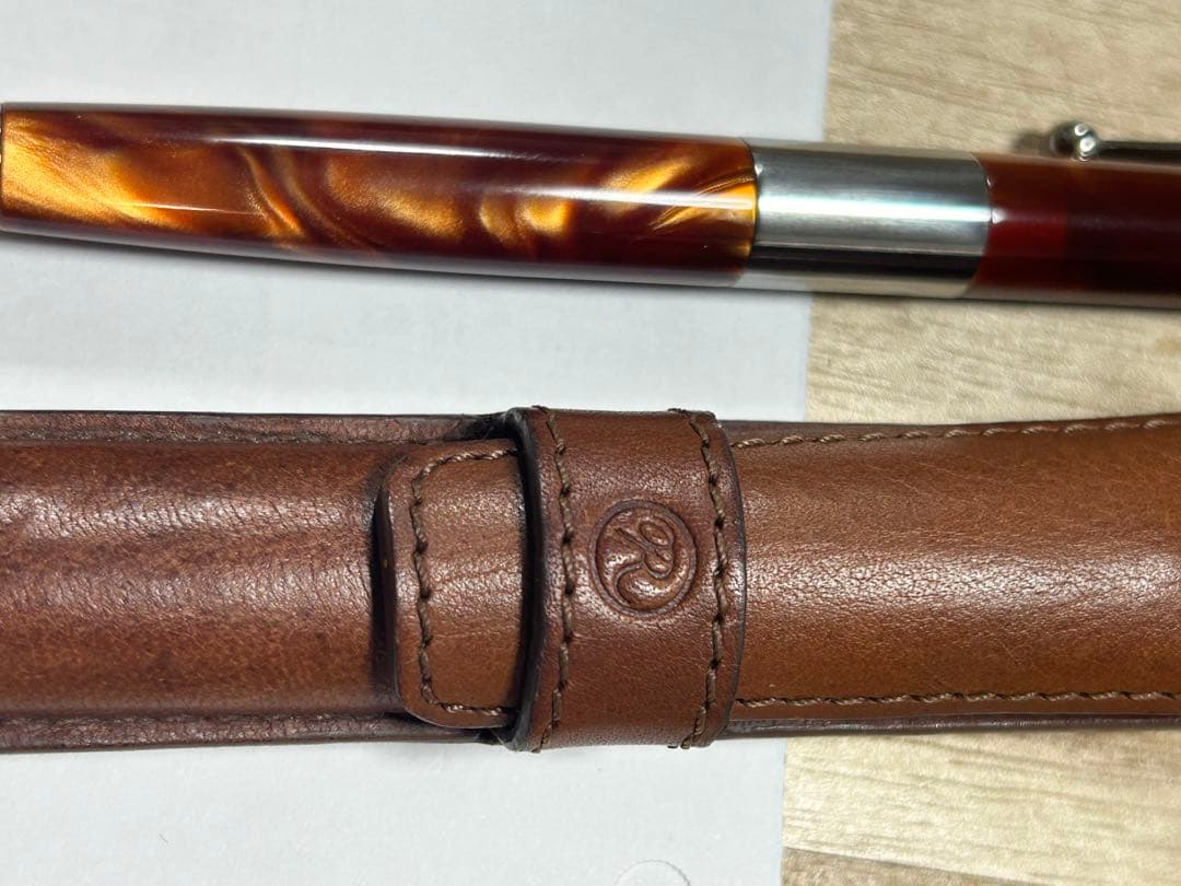 ROMEO ロメオ No.3細軸 ボールペン イタリアンアンバー専用ケース付き