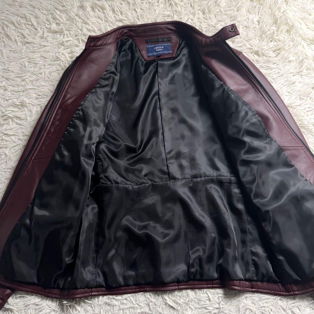 美品】NICOLE 羊革 ラムレザー シングルライダース ボルドー 46 - メルカリ