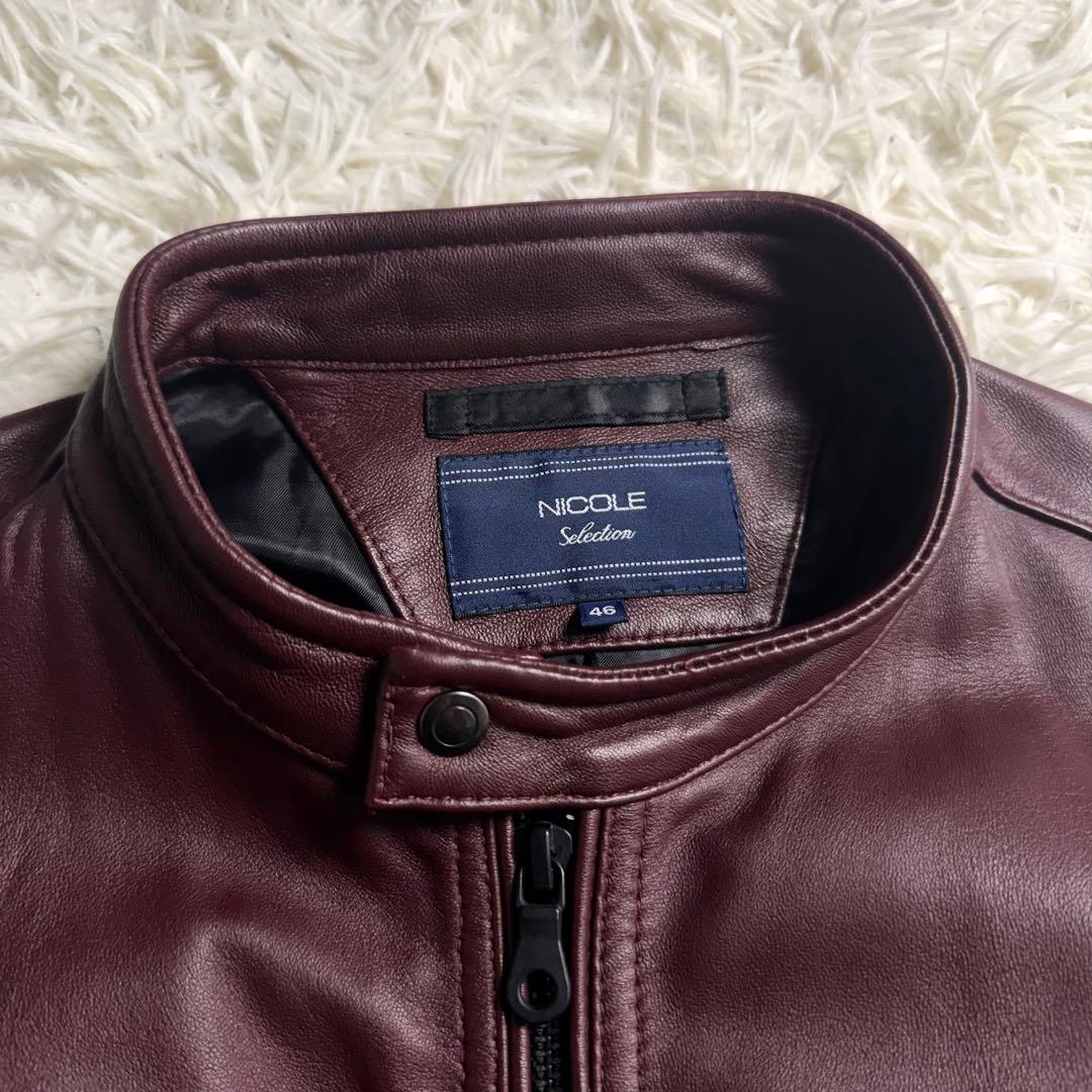 美品】NICOLE 羊革 ラムレザー シングルライダース ボルドー 46 - メルカリ