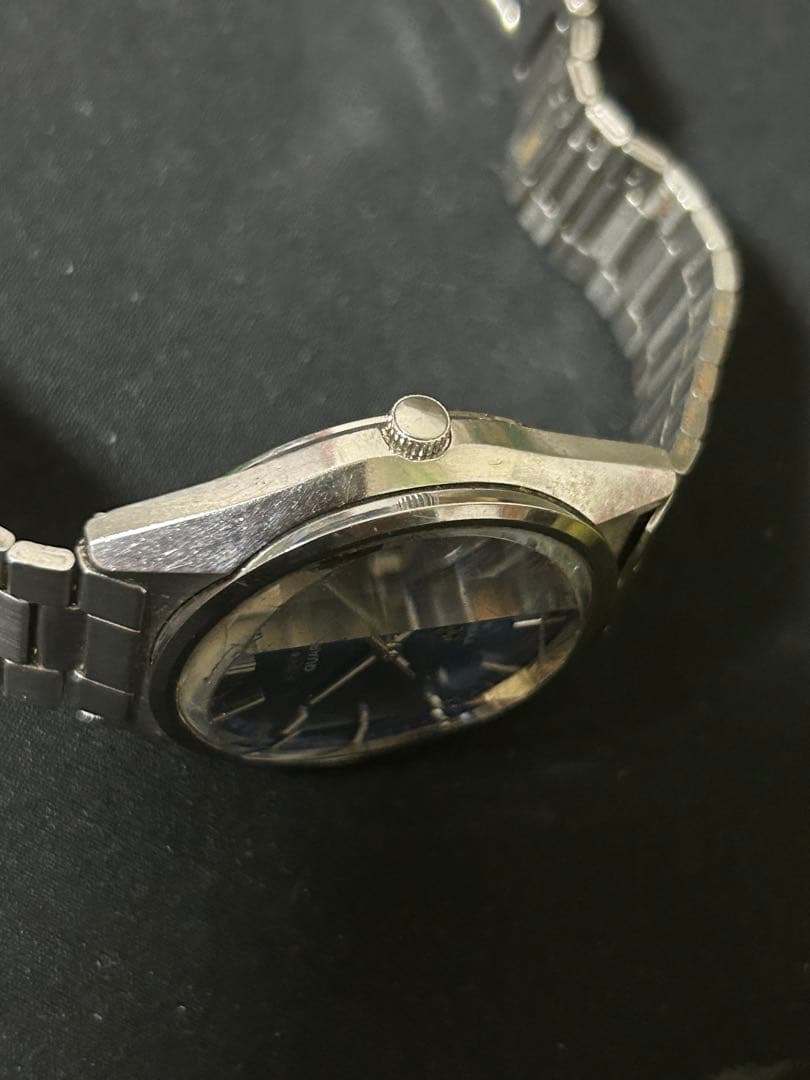 SEIKO タイプII. レトロクォーツ カットガラス　ブルー　稼働品