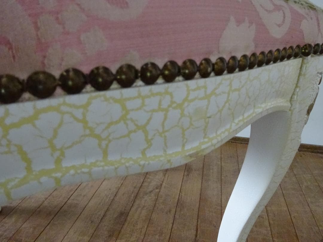 イタリア家具　ロココ調　スツール　オットマン　白家具　姫家具　美品