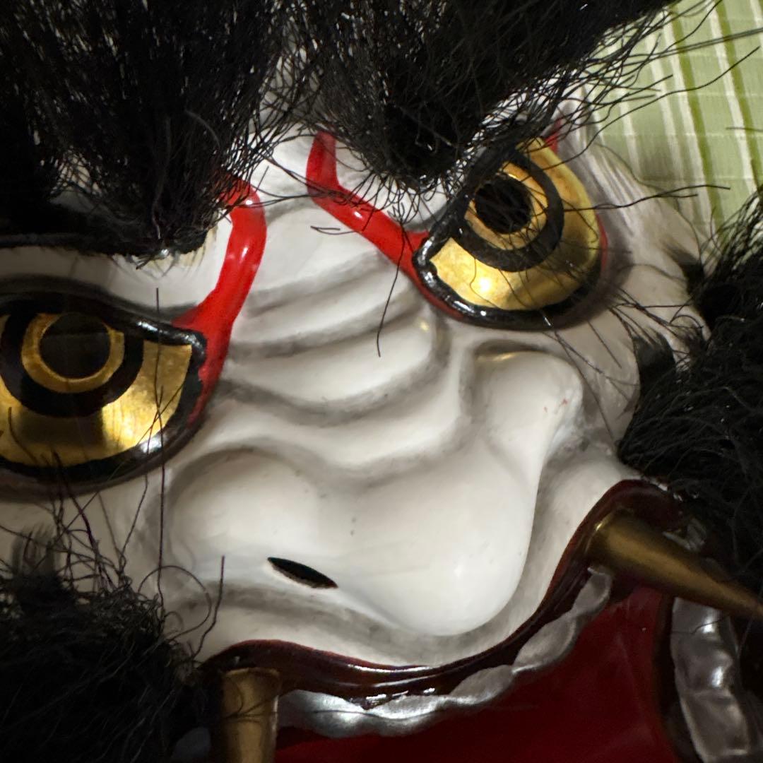 石見神楽面 将鬼 鬼 男 お面 能面 壁掛け 般若 角 置物 レトロ 工芸