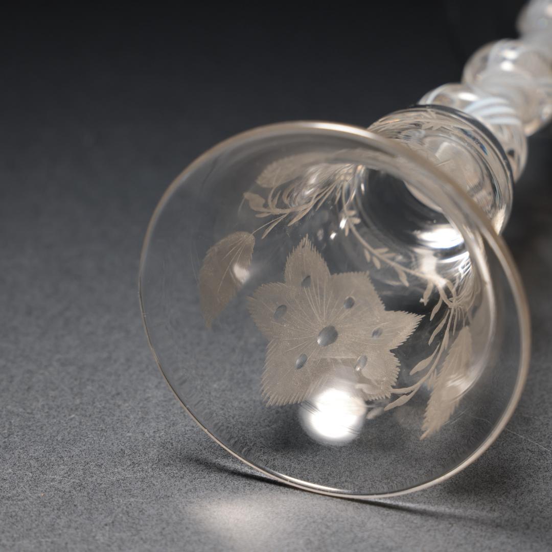 アンティークグラス ジャコバイト バラと蝶 ツイストステム R1539ダI