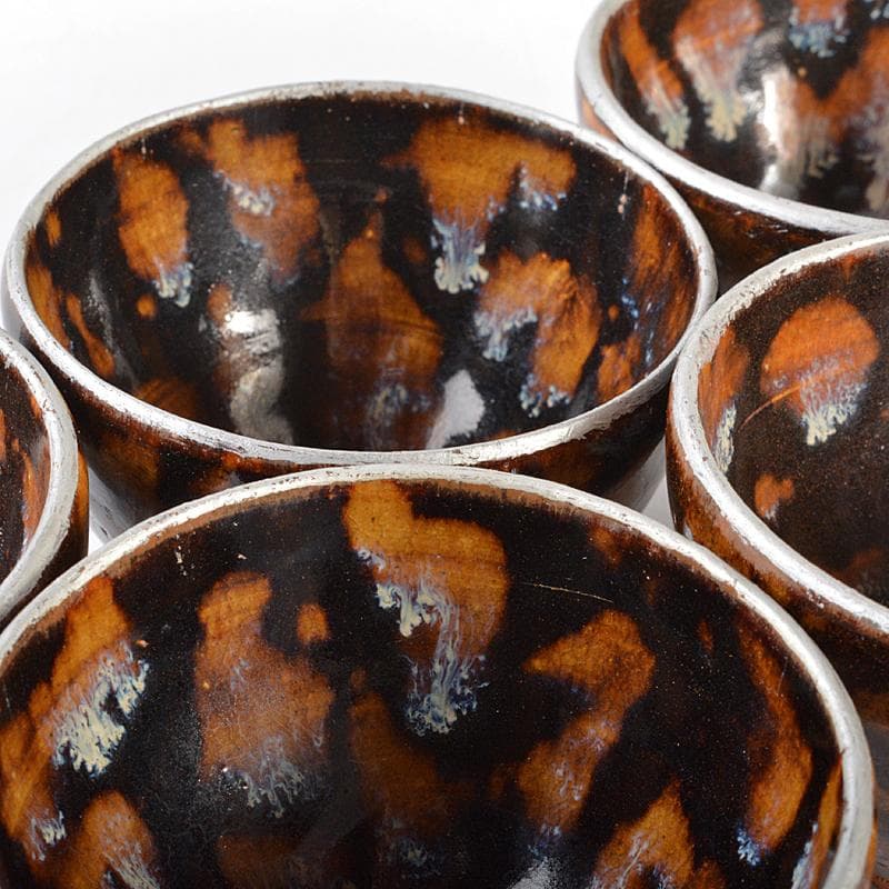 中国 吉州窯 玳玻天目 煎茶碗 五客 F R5571