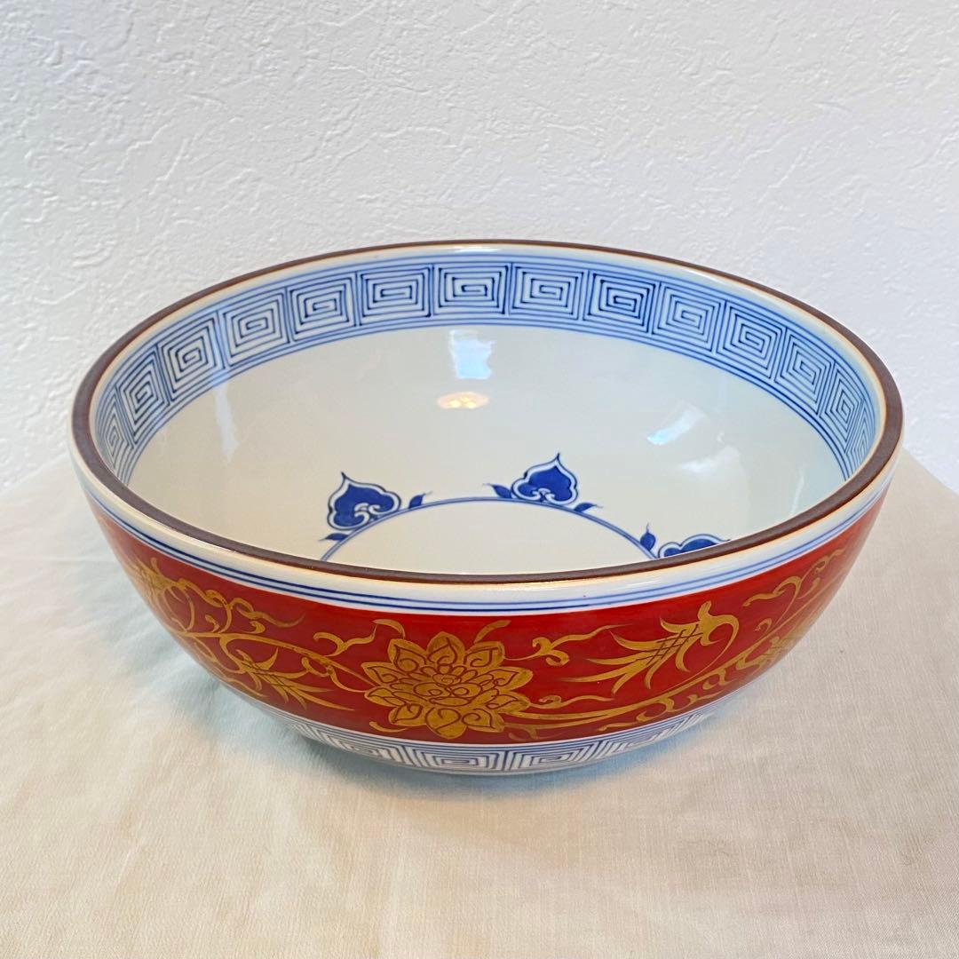 茶道具【水指】 平水指 平安 手塚祥堂造 金襴手 染付 赤 金