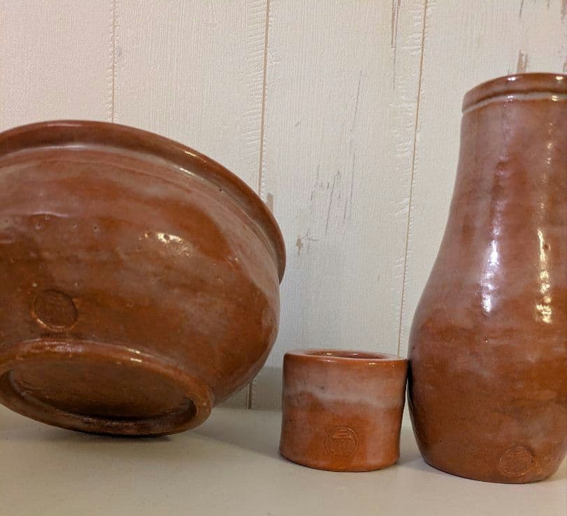 茶道具 建水 蓋置 杓立 三楽作 赤楽