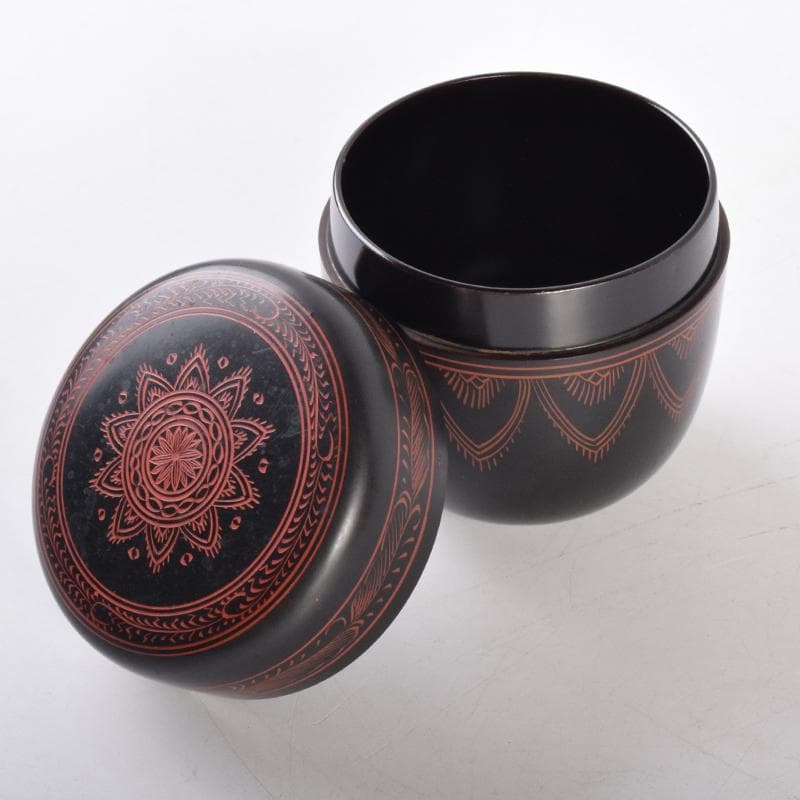 茶道具　黒漆　笹文　棗　在銘　共箱　V　7029