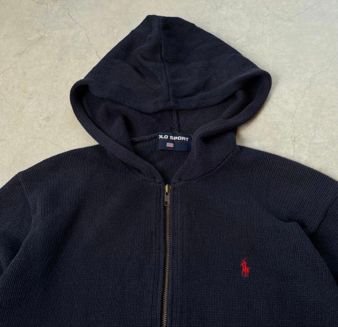 希少レア ポロスポーツ ラルフローレン ニットフルジップ パーカー ネイビー