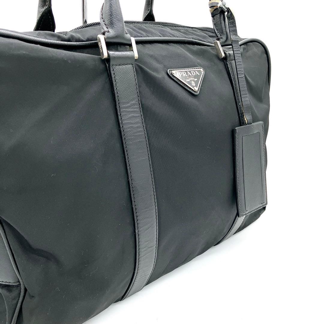 【PRADA】ブリーフケース　ナイロン　ブラック　シルバー金具　A4 三角ロゴ