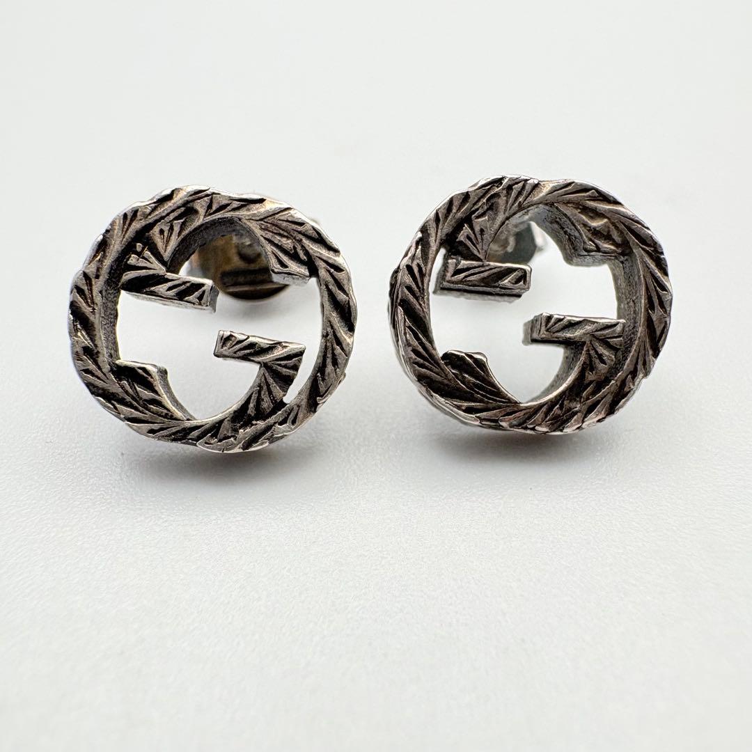 GUCCI グッチ インターロッキングG アラベスク ピアス シルバー 両耳