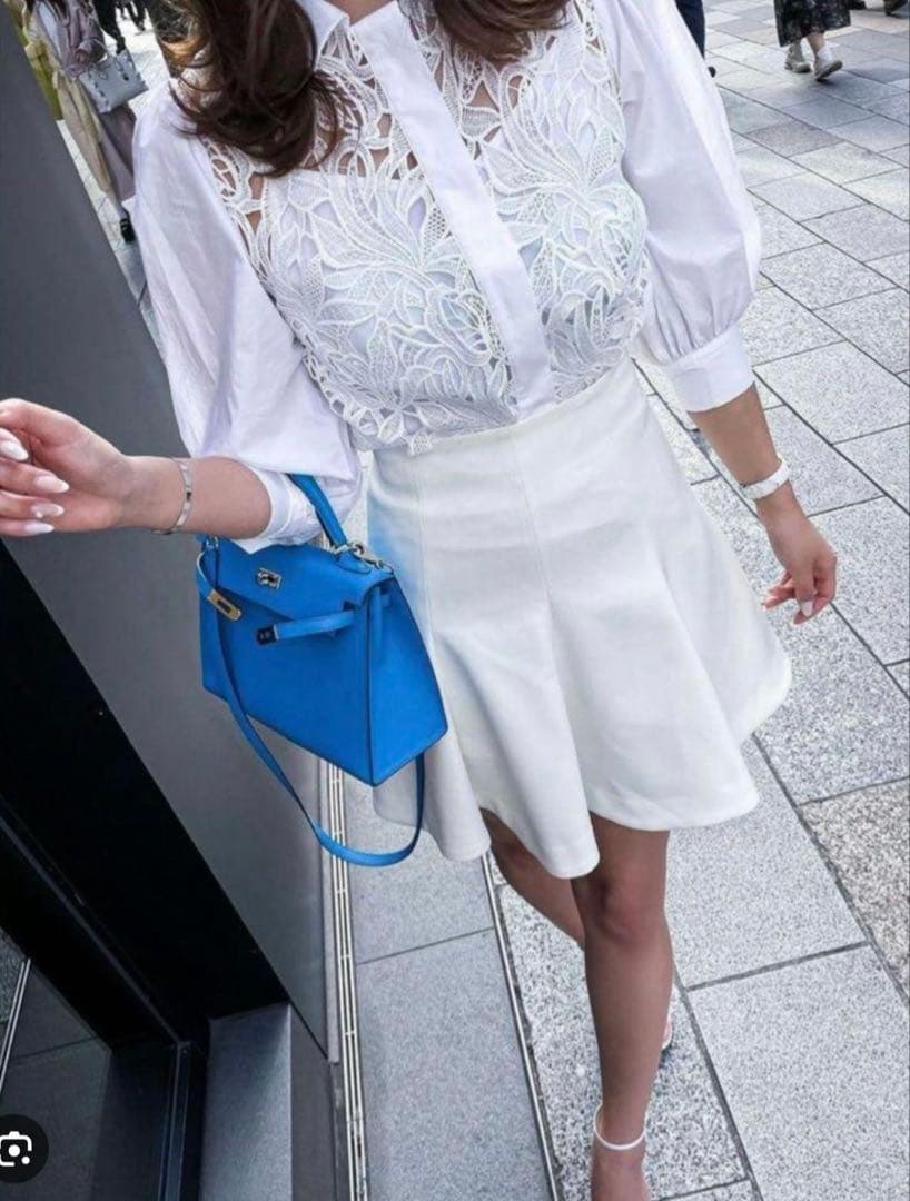 sheller シェリエ　ボックスフレアZIPスカート　ホワイト　S