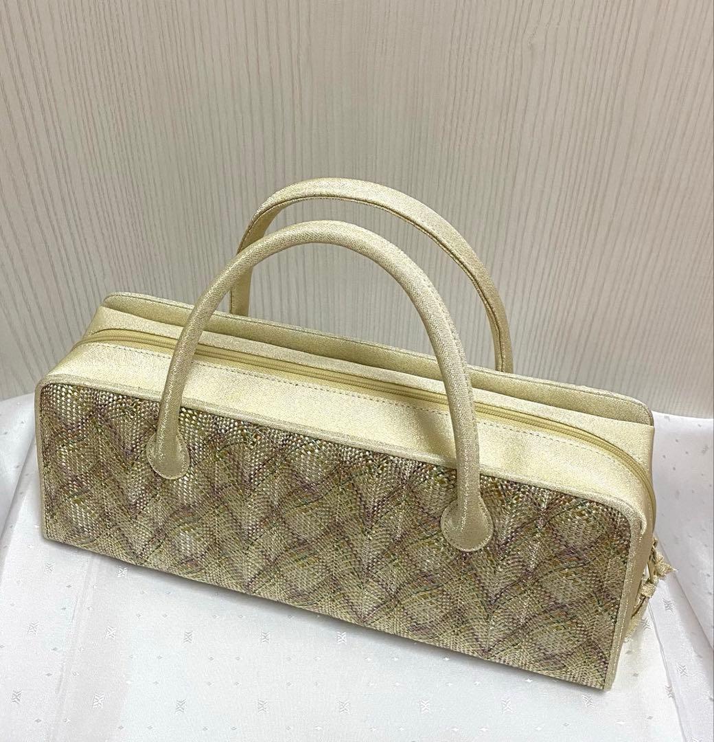 【新品未使用】組織帯地使用　利休バッグ　横長