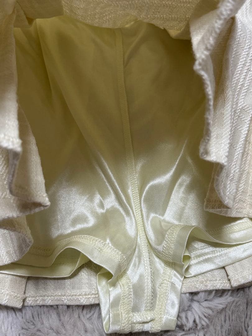 アイボリー チェック柄 ミニドレス