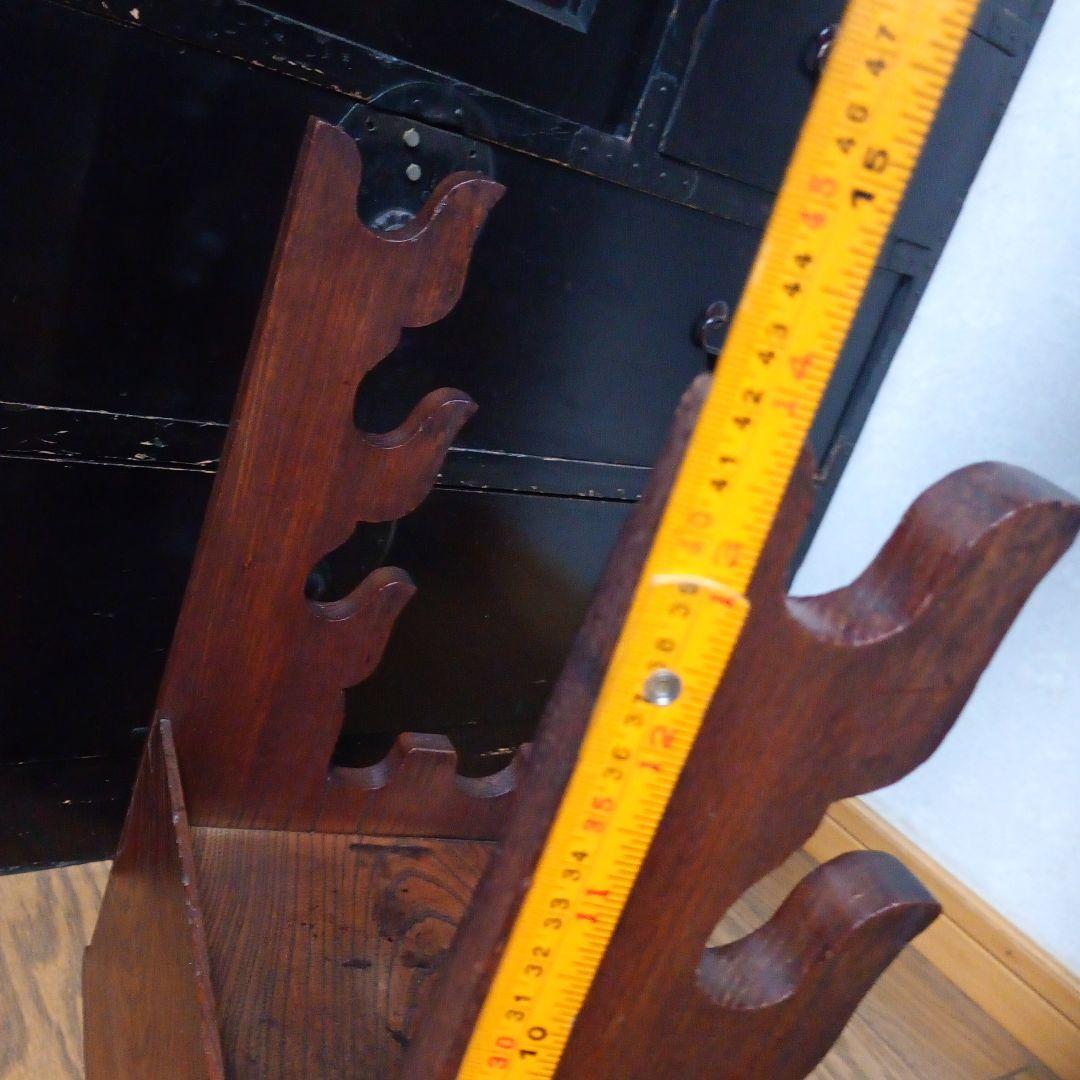 刀掛け台　5本掛け　無垢材　引き出し付　武具　日本刀