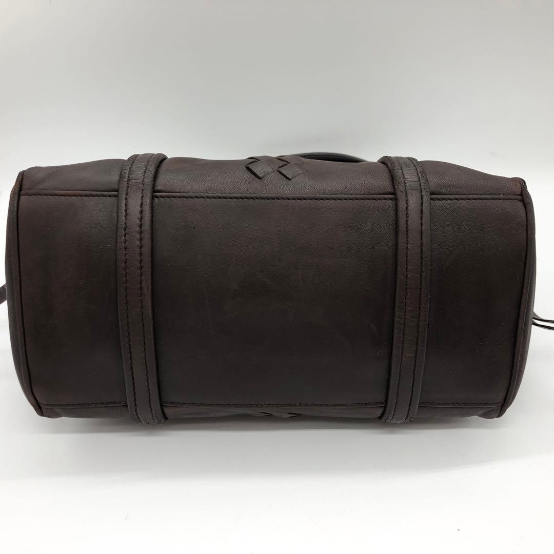 ボッテガヴェネタ　ミニボストンバッグ ダークブラウン イントレチャート