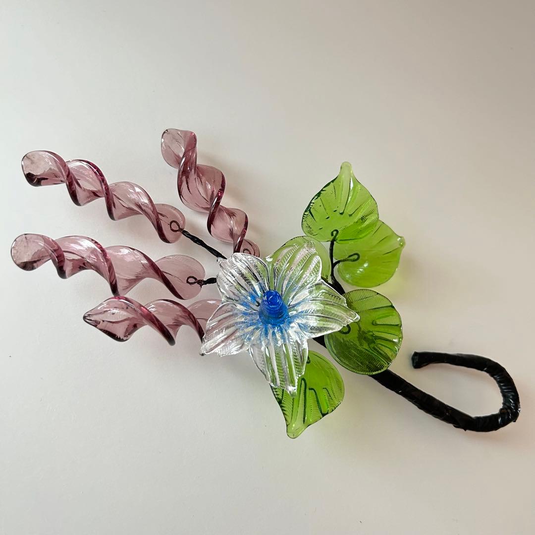 琉球ガラス 花 ブルー レトロ フラワー ワイヤー入り - メルカリ