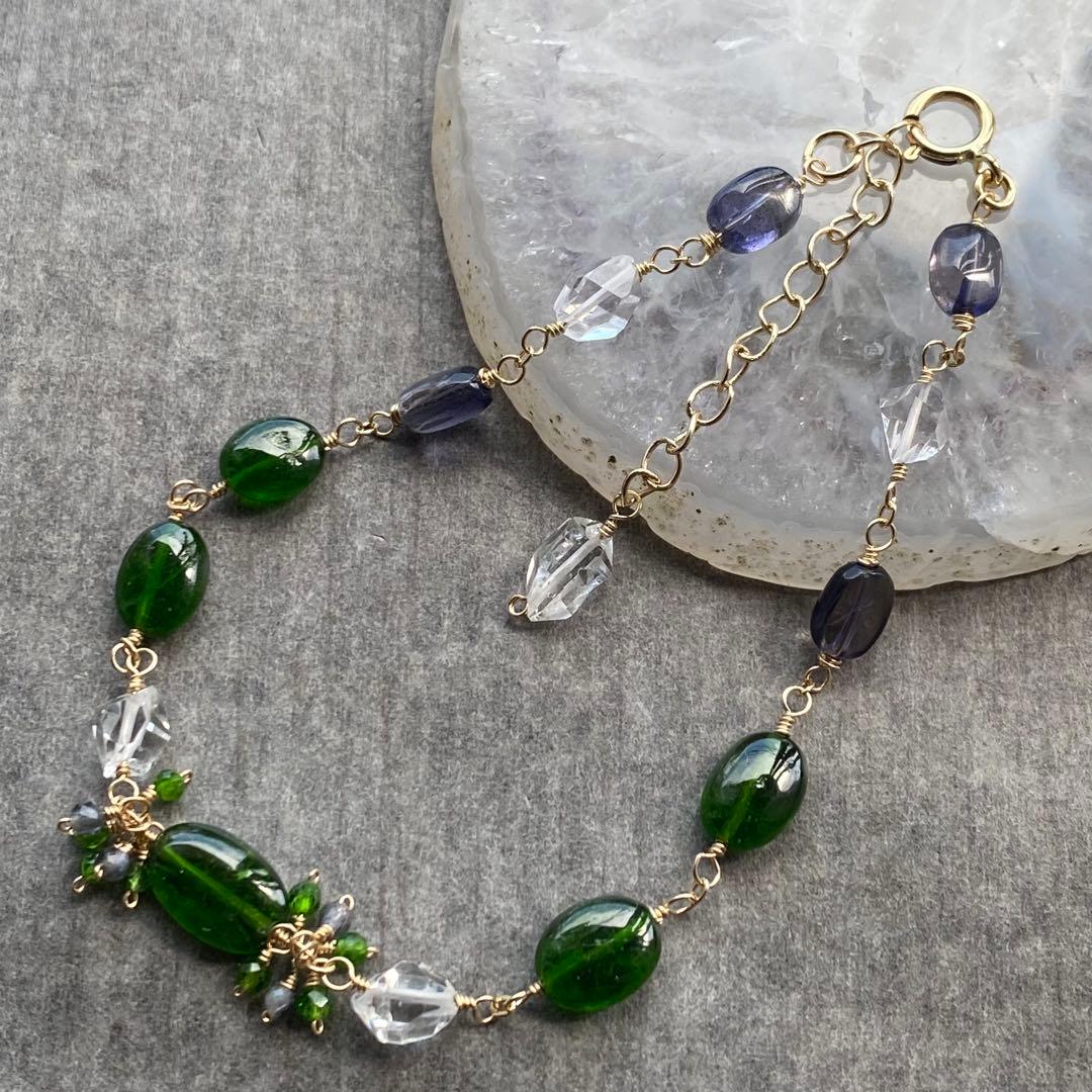 【専用です】14kgf✴︎クロムダイオプサイトブレスレット・水晶サファイアピアス