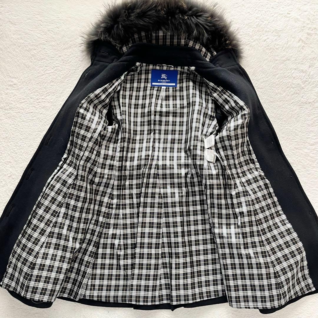 美品】バーバリー ブルーレーベル ロング ベルテッド コート ファー ベルト