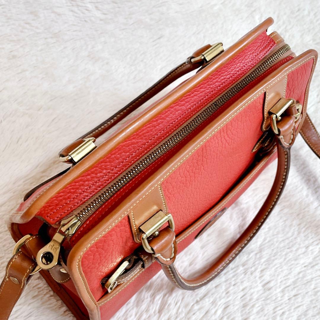 希少カラー 美品 DOONEY&BOURKE 2way レザー ハンドバッグ 赤