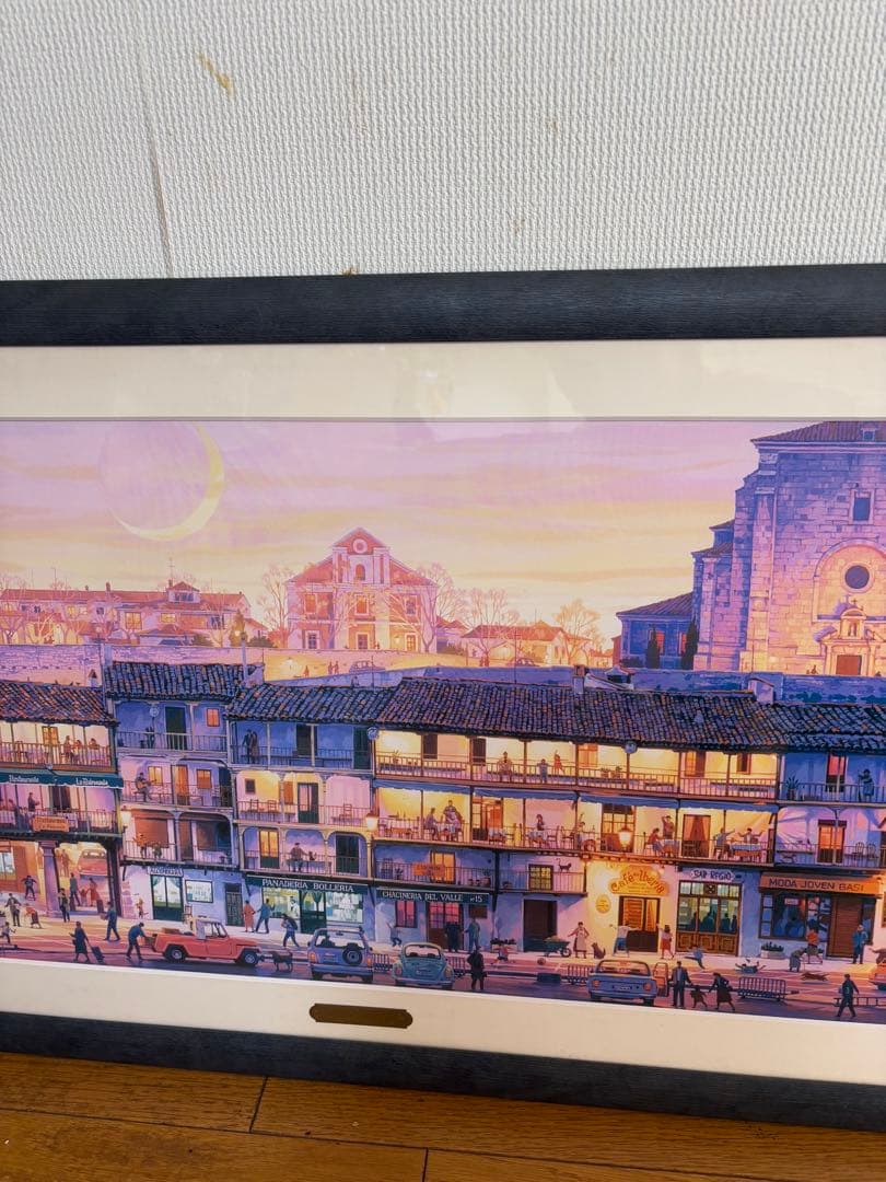 笹倉鉄平 マヨール広場 アートポスター 額装 HIBELL ART 45×100